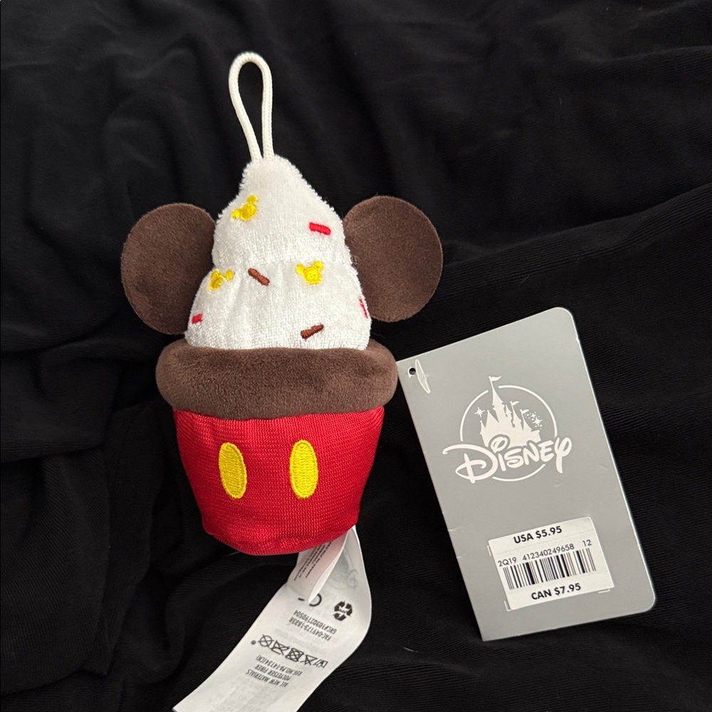 Disney Mickey Mouse Ice Cream Cone Keychain - Red and White